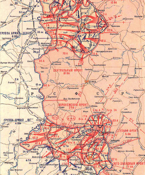 Карта: Курская битва. Контрнаступление советских войск