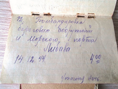 Книжка боевых вылетов В.И. Баландина