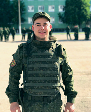 Егор Максимович Бондарев (правнук героя) на военных сборах в период обучения на 5 курсе Московского госуниверситета, 2017 год