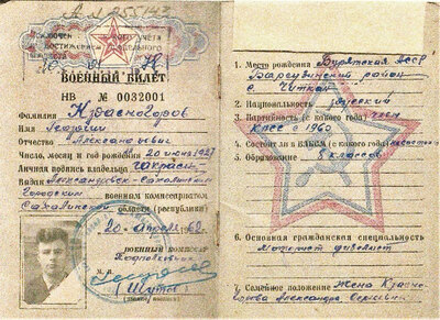 Военный билет Георгия Красногорова